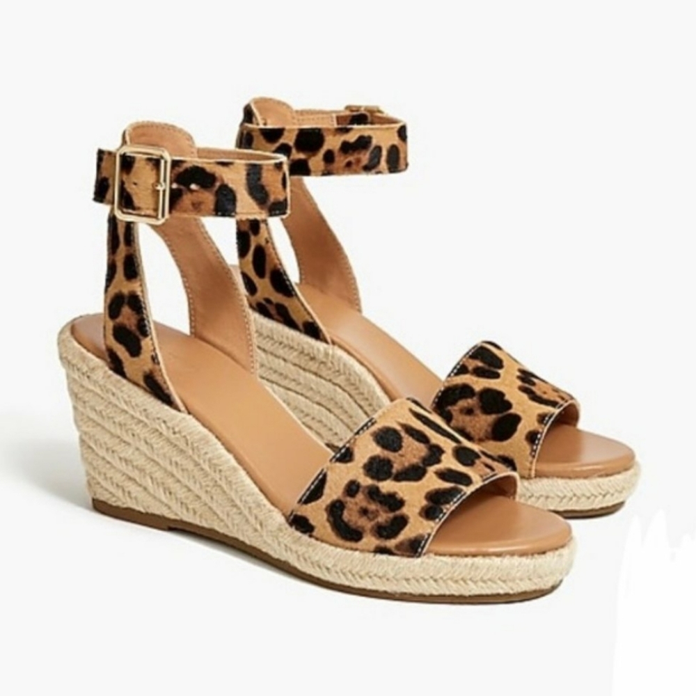 J crew calfhair Espadrille wedge sandal